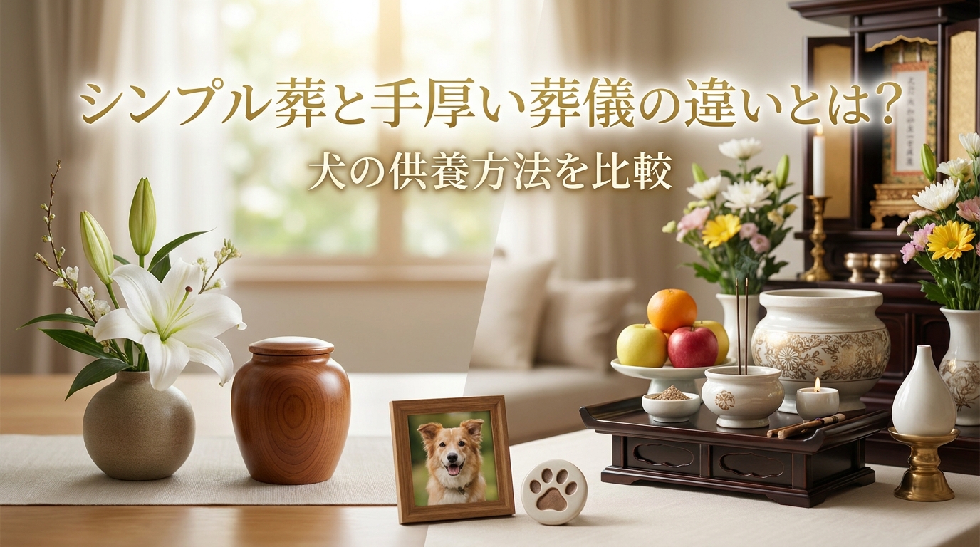 シンプル葬と手厚い葬儀の違いとは?犬の供養方法を比較